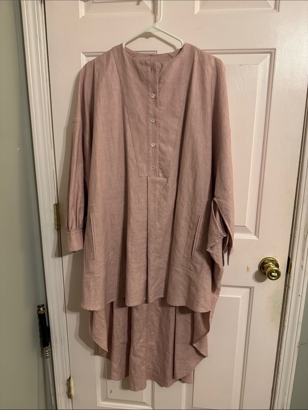 Golden Goose Dusty Rose Button-Front Linen Tunic
